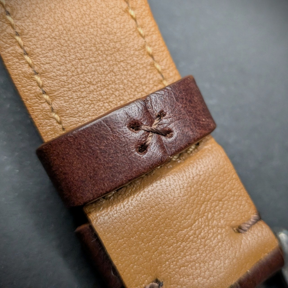 detalle pasador correa heritage marrón marjofra straps